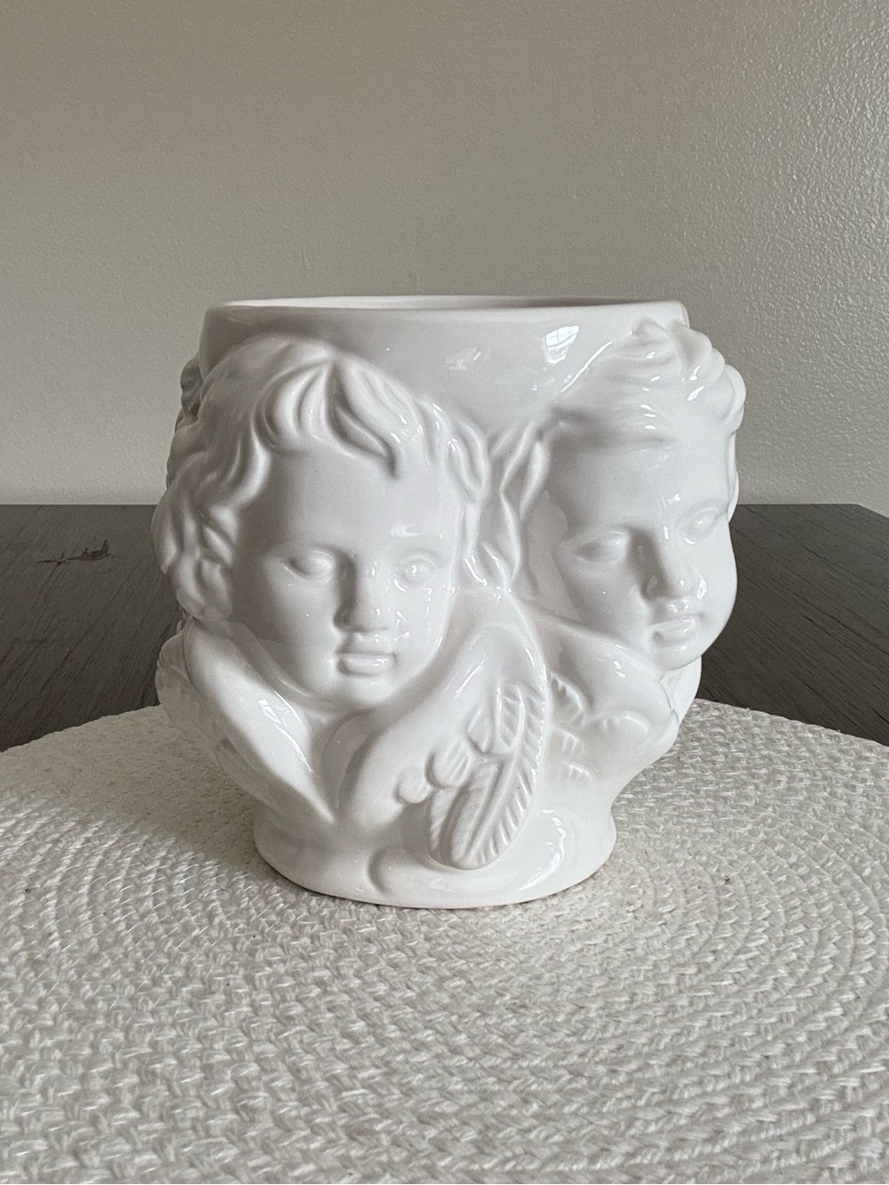 White Ceramic Cherub Vase - Elegant Home Art Accent